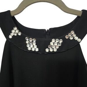 Evan-Picone Black Rhinestone Halter Neck A-Line Cocktail Dress Womens 10